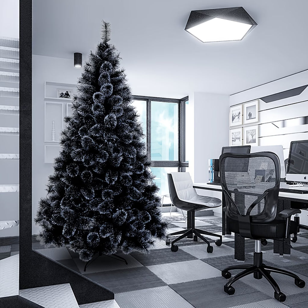 Frosted Black Christmas Tree, Luxury Shimmer Tinsel for Holiday Decor