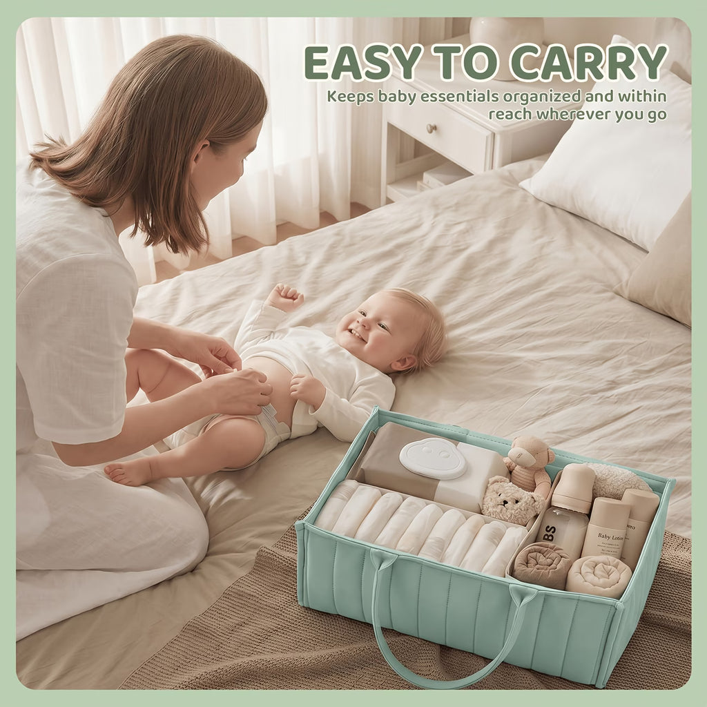 Quilted Diaper Caddy Organizer with Removable Dividers