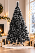 Frosted Black Christmas Tree, Luxury Shimmer Tinsel for Holiday Decor