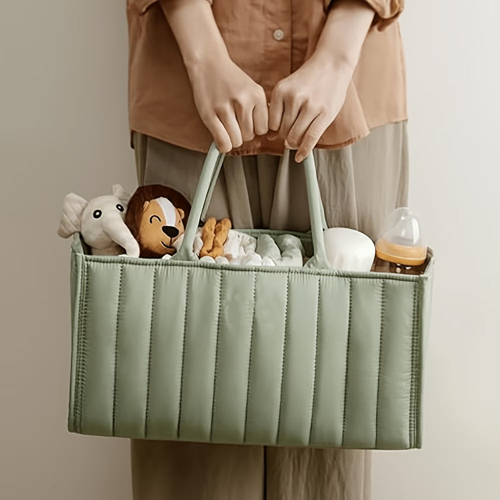 Quilted Diaper Caddy Organizer with Removable Dividers