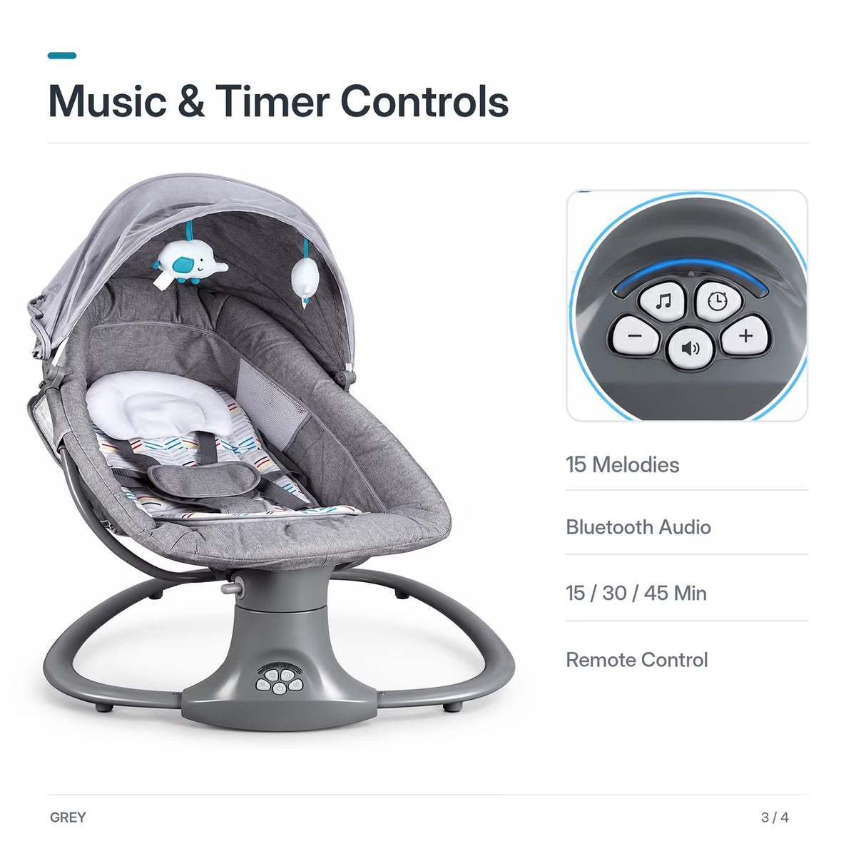 Electric Baby Swing Rocker with Music & Canopy