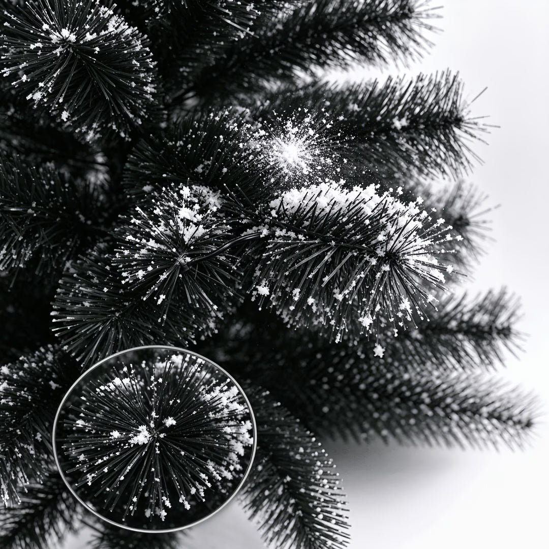Frosted Black Christmas Tree, Luxury Shimmer Tinsel for Holiday Decor
