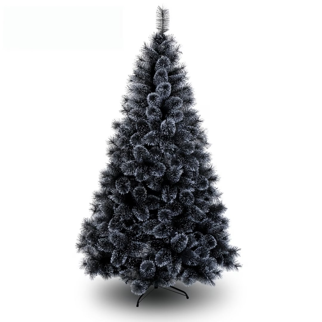 Frosted Black Christmas Tree, Luxury Shimmer Tinsel for Holiday Decor